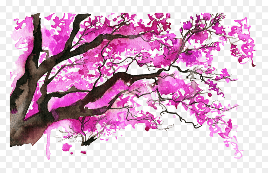 Painting Cherry Blossom Trees, HD Png Download - japanese tree png