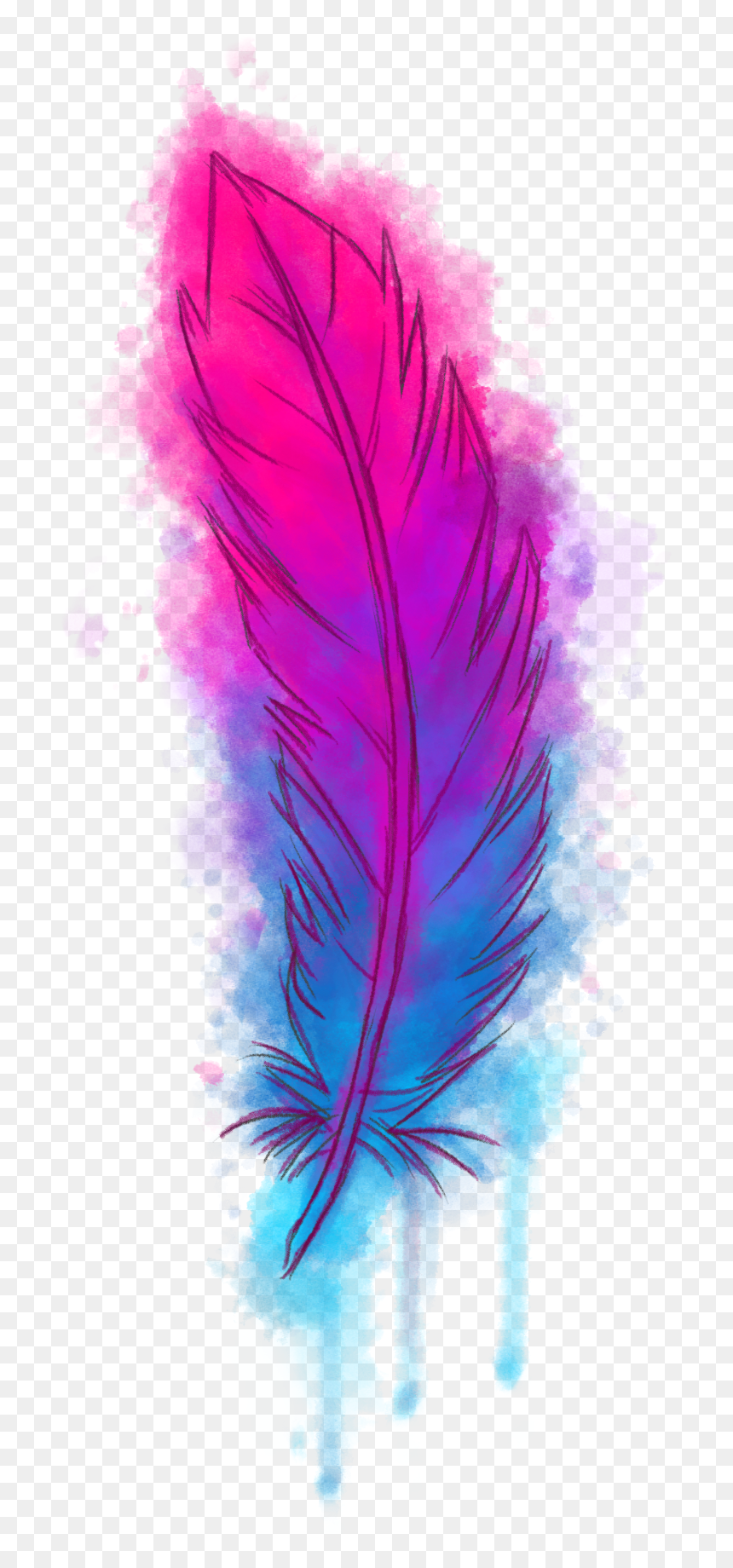 Transparent Background Watercolor Png, Png Download - blue feather png
