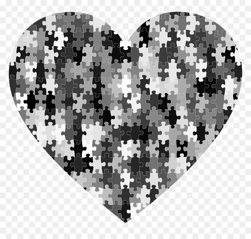 Heart Puzzle Black And White, HD Png Download - black and white heart png
