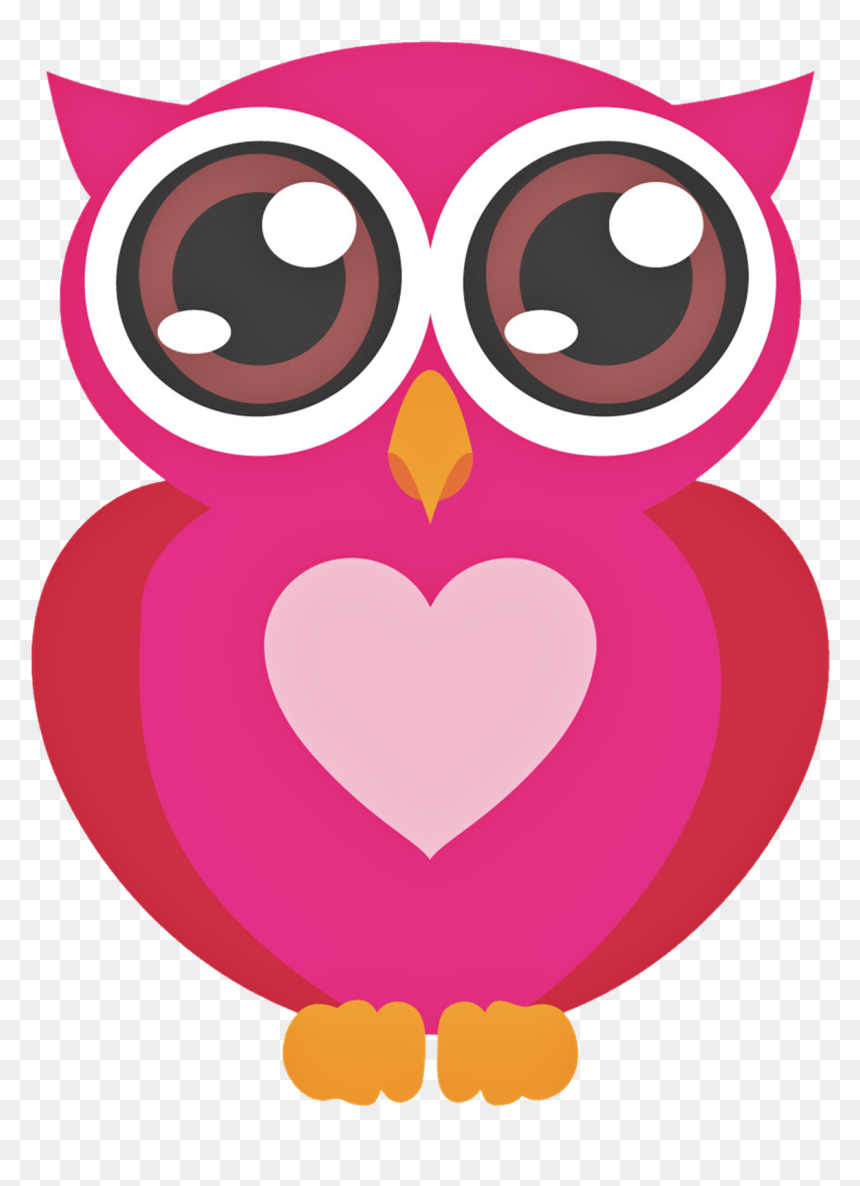 Cute Big Eye Cartoon Owl, HD Png Download - pink owl png