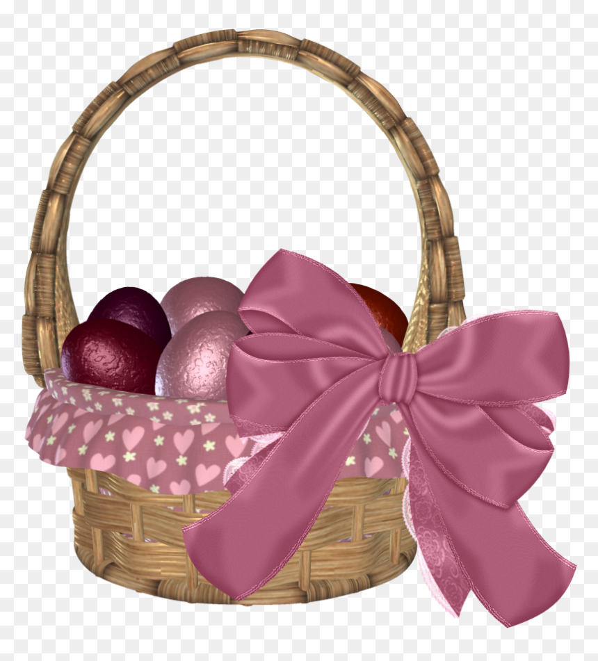 Easter Baskets Pink, HD Png Download - easter egg basket png