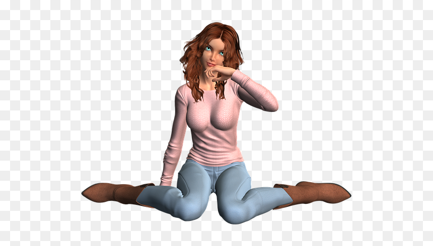 Girl Sitting Png Transparent, Png Download - anime girl sitting png
