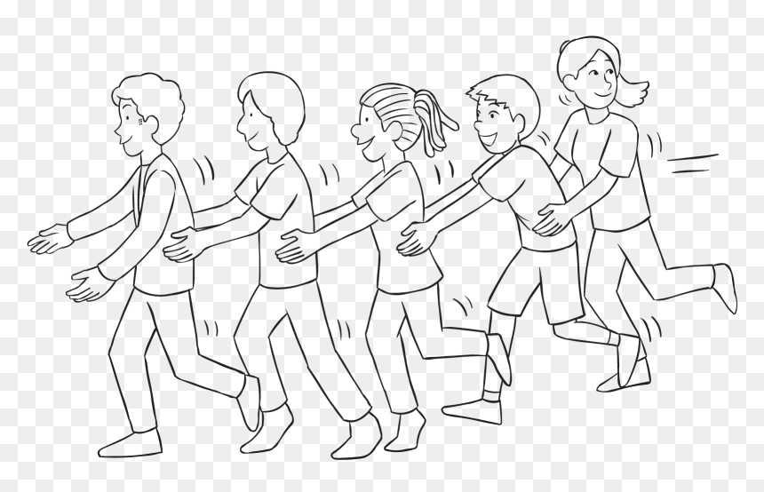 Line Of People Holding The Hips Of The Person In Front, HD Png Download - dragon tail png