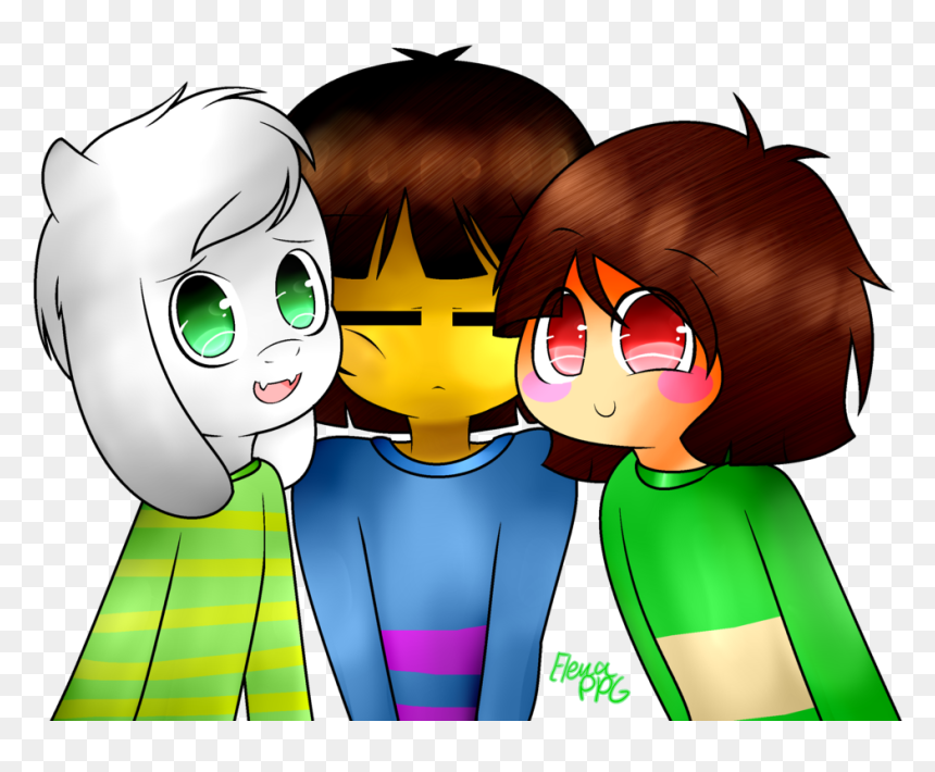 Frisk And Chara And Asriel , Png Download - Cute Frisk And Asriel, Transparent Png - chara png