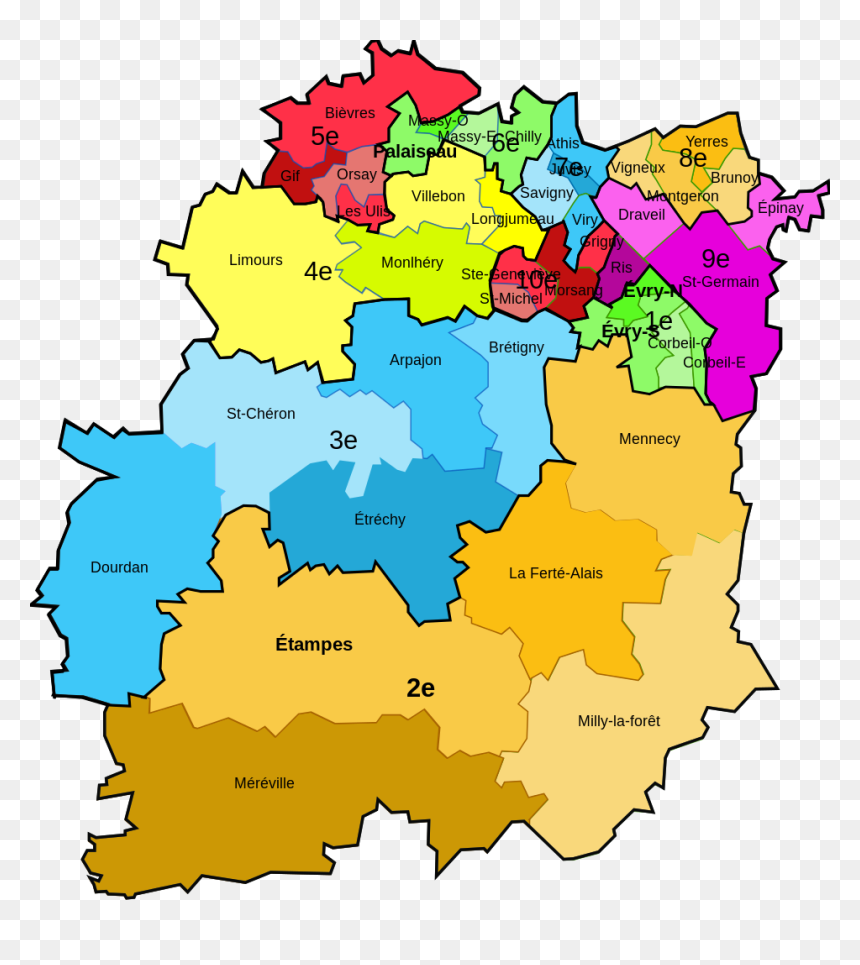 File Circonscriptions En Essonne France Svg Wikimedia - Essonne France, HD Png Download - france map png