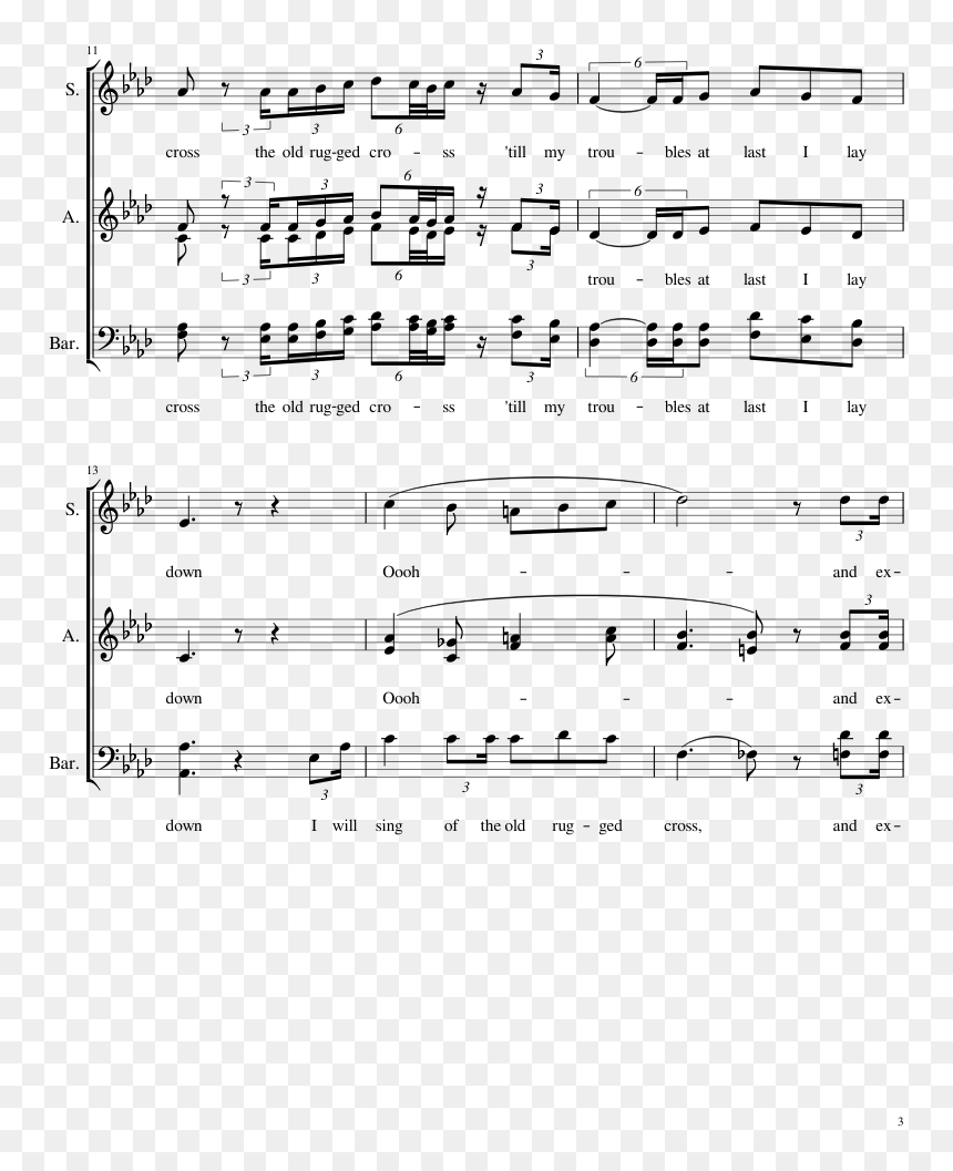 The Old Rugged Cross Sheet Music 3 Of 7 Pages - Sheet Music, HD Png Download - rugged cross png