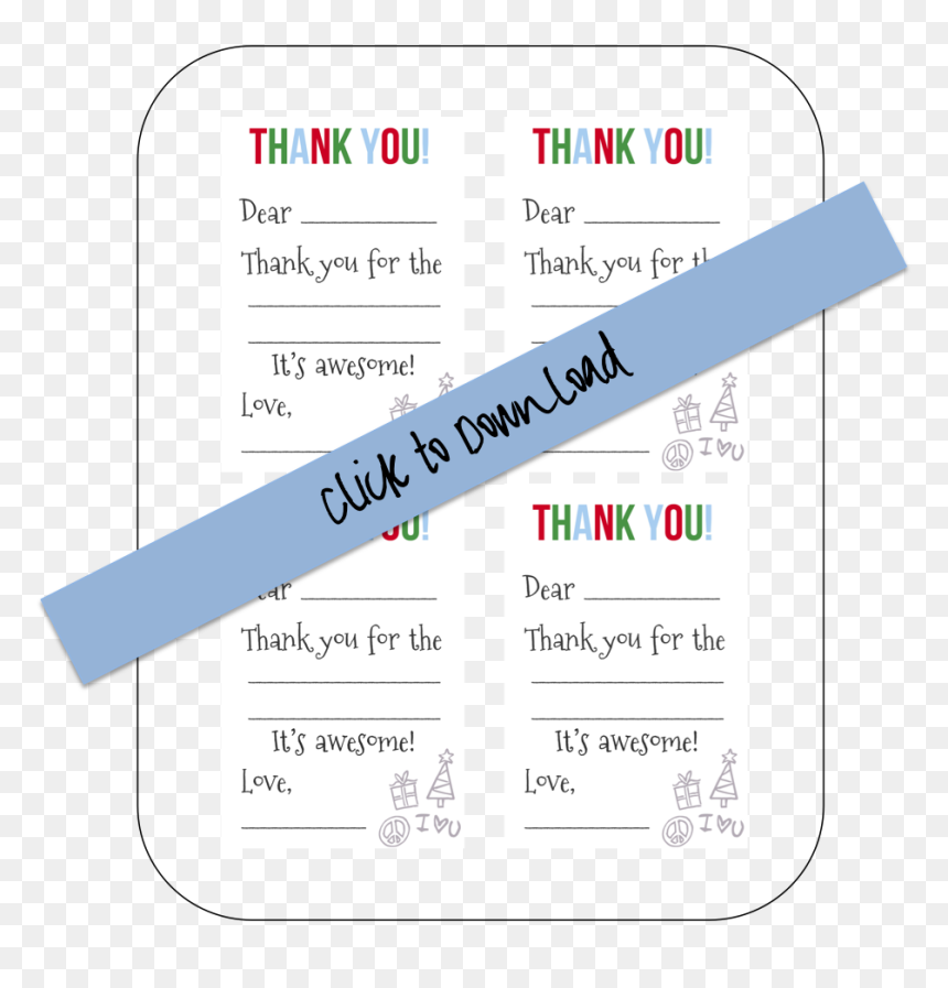 Christmas Fill In Thank You Printable, HD Png Download - thank you card png