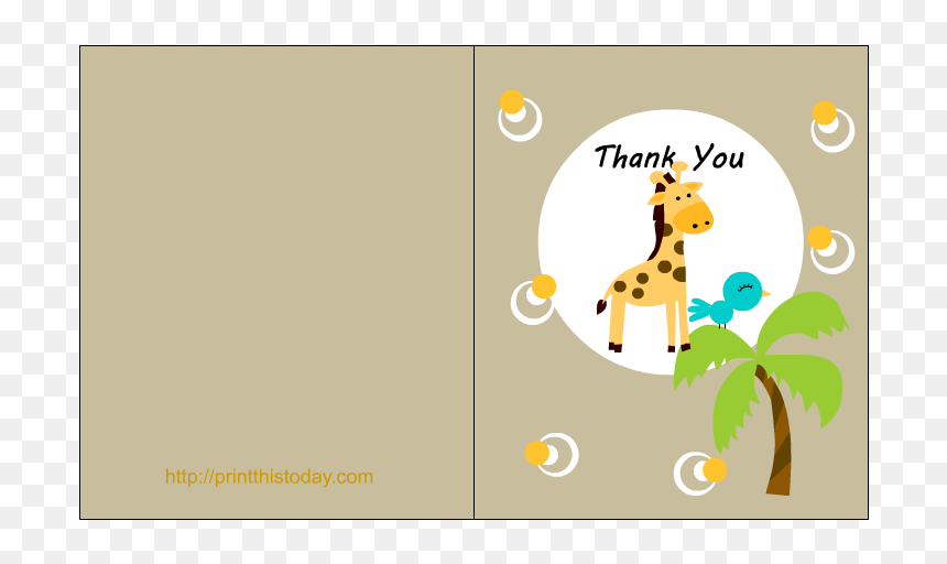 Jungle Baby Shower Thank You Card - Baby Shower, HD Png Download - thank you card png