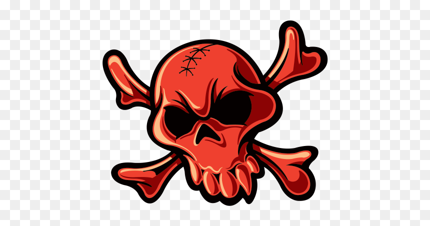 Red Crossbones Skull - Skull, HD Png Download - evil skull and crossbones png