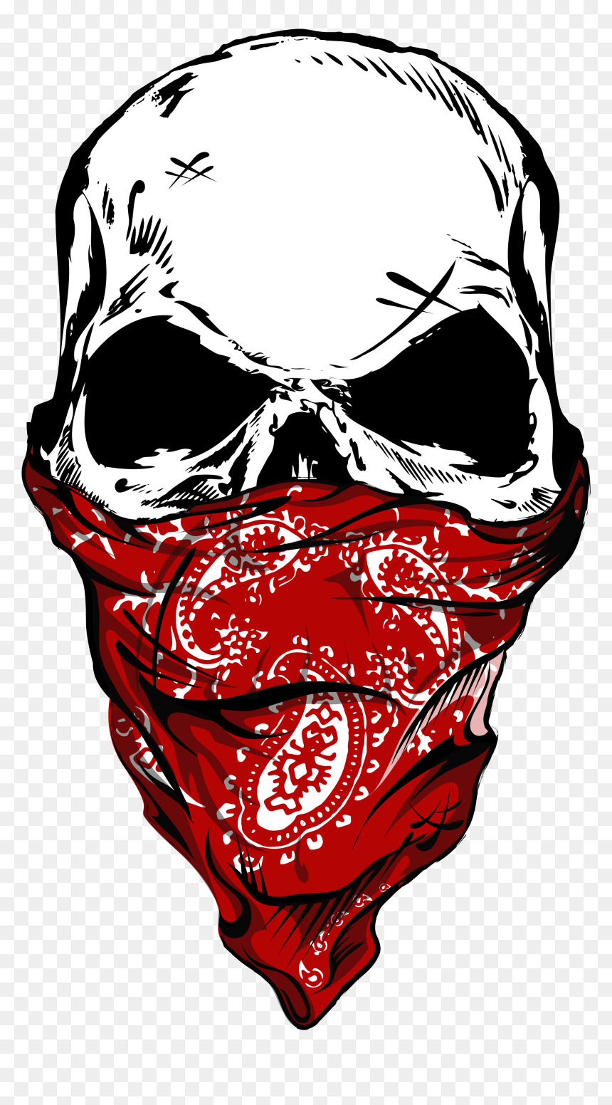 Skull With Red Bandana, HD Png Download - skull bandana png