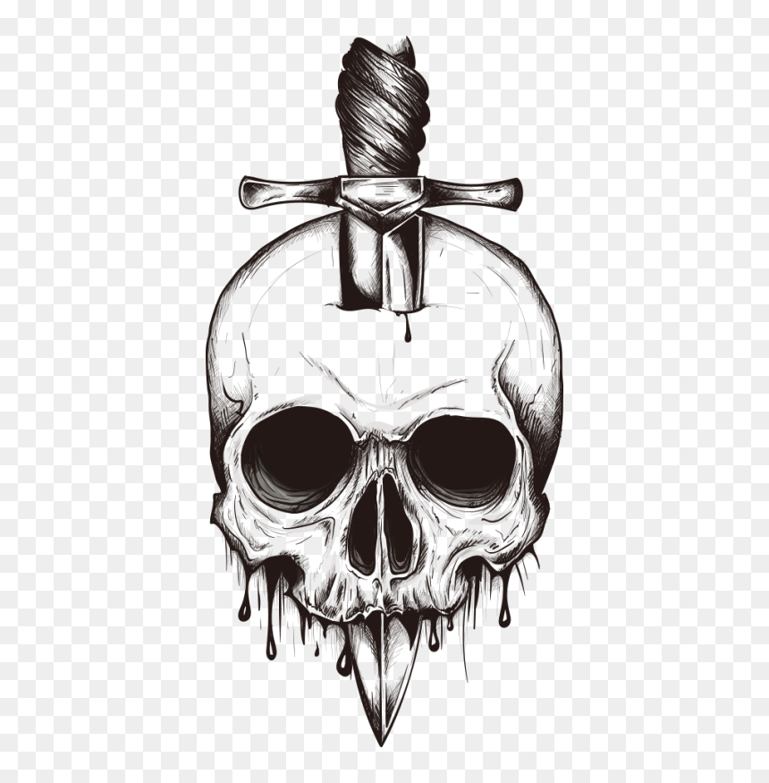 Skull Drawing, HD Png Download - skull bandana png