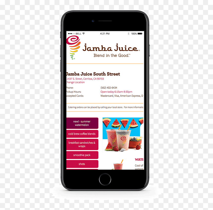 Phone Page - Smartphone, HD Png Download - jamba juice png