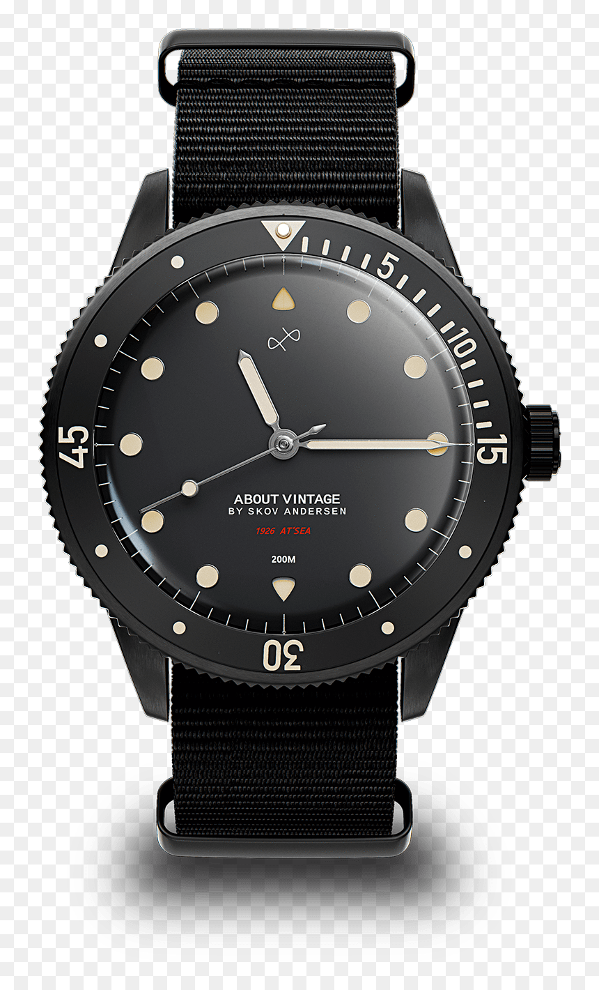 Black Vintage Diver Watch, HD Png Download - vintage effect png