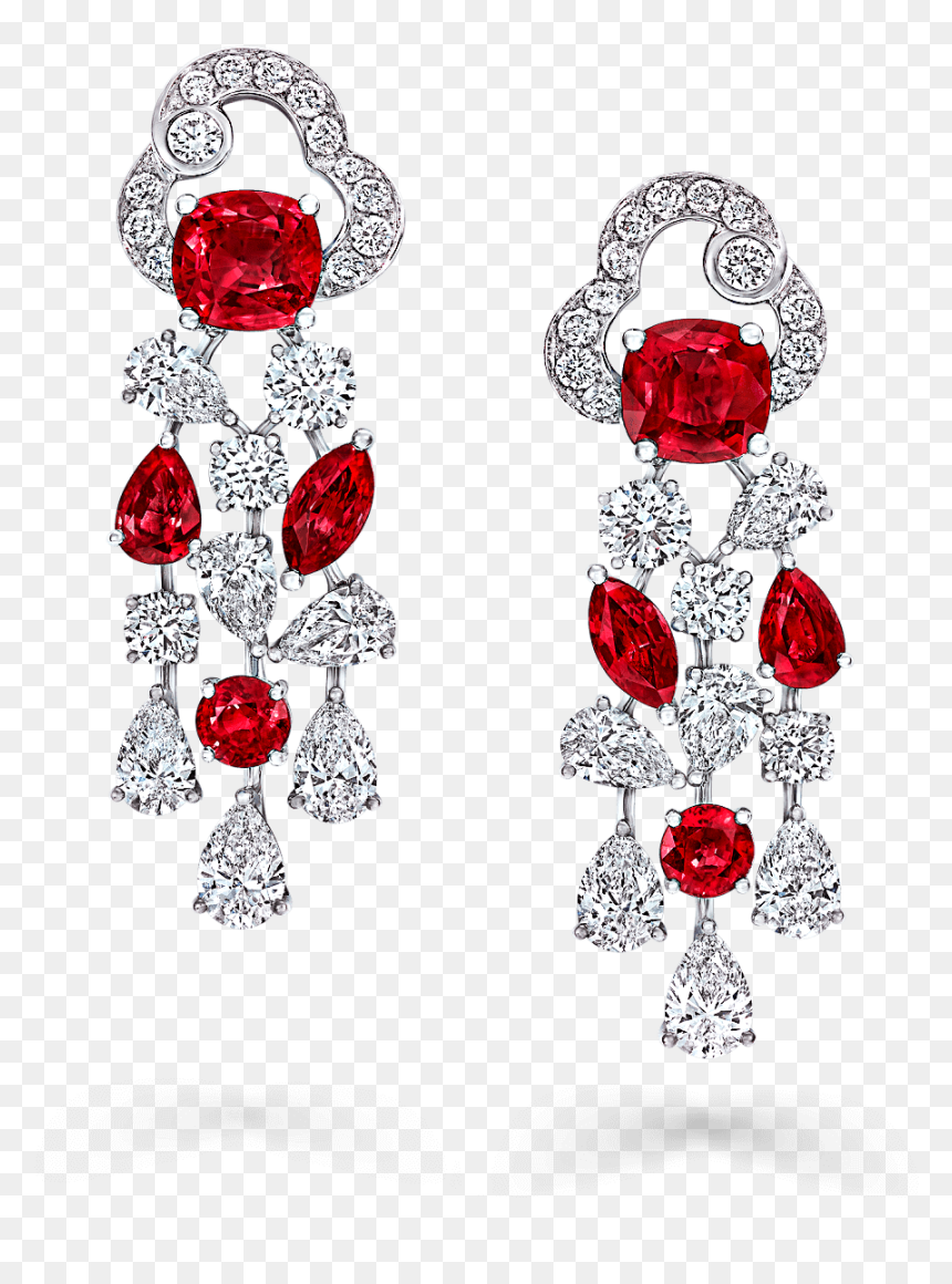 A Pair Of Graff Rubies And Diamonds Nuage Earrings - Graff Red Diamond Earings, HD Png Download - rubies png