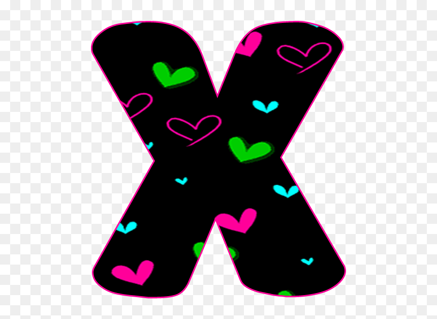 Abecedario Negro Con Corazones Neon, HD Png Download - neon letters png