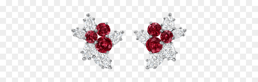 Berry Cluster By Harry Winston, Ruby And Diamond Earrings - Sparkling Cluster By Harry Winston Sapphire Aquamarine, HD Png Download - rubies png