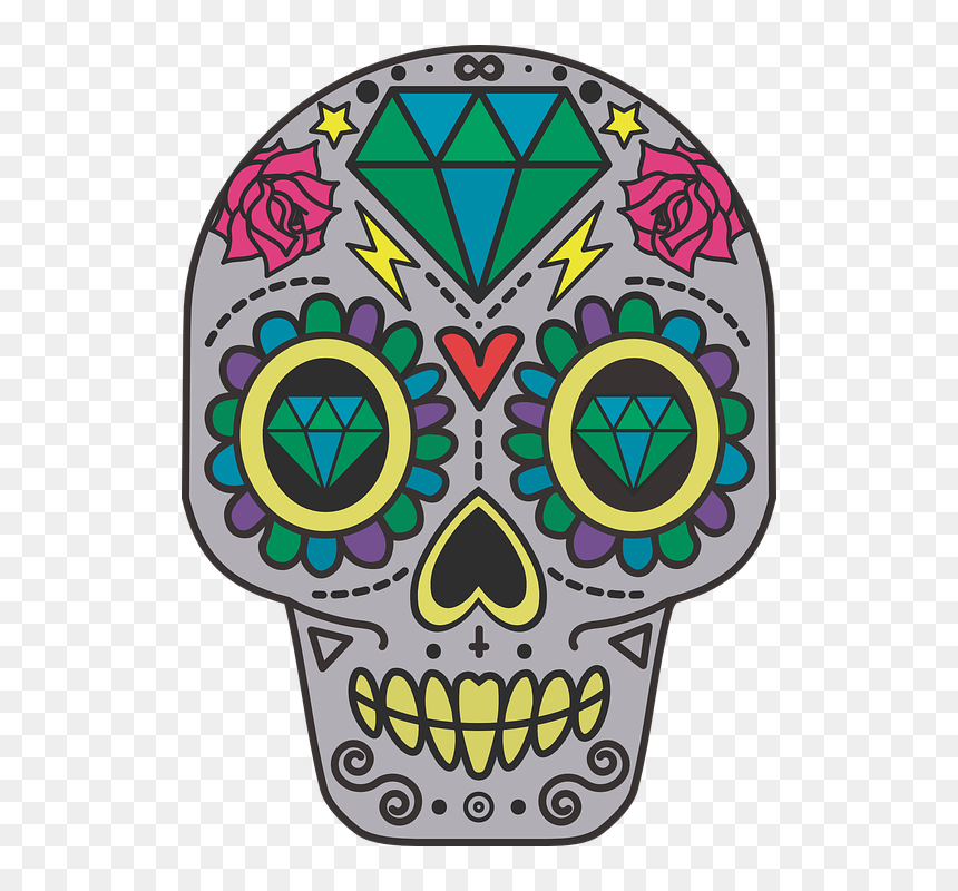 Skull Day Of The Dead Dark, HD Png Download - dia de los muertos skull png