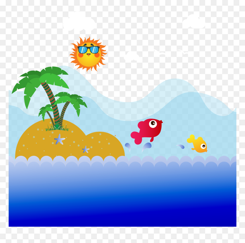 Collection Of Free Waterfall Drawing Tropical Island - Laut Kartun Png, Transparent Png - tropical island png