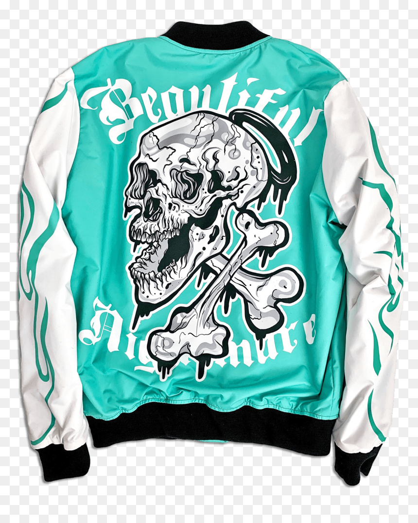 Long-sleeved T-shirt, HD Png Download - evil skull and crossbones png