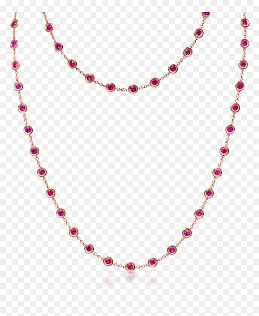 By The Yard Necklace With Rubies - Collier Doré Perles Noires, HD Png Download - rubies png