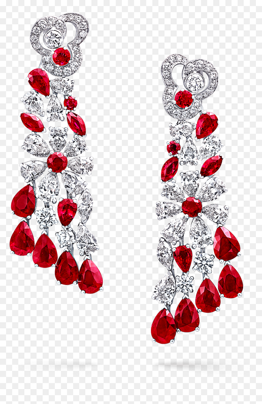 A Pair Of Graff Rubies And Diamonds Nuage Cascade Earrings - Earrings, HD Png Download - rubies png