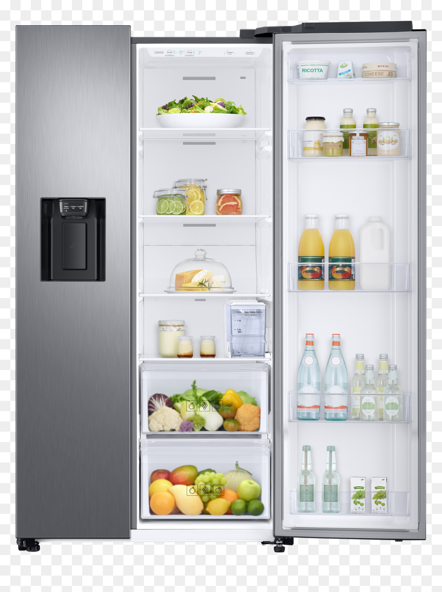 Non Plumbed Samsung American Fridge Freezer Black, HD Png Download - freezer png