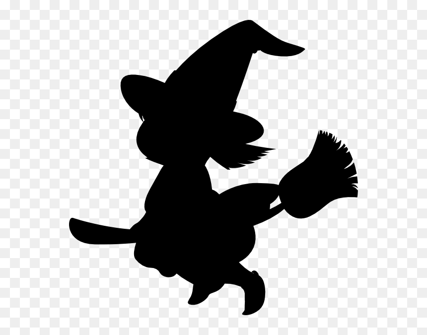 Silhouette Hi - Witch Cartoon Silhouette, HD Png Download - flying witch png