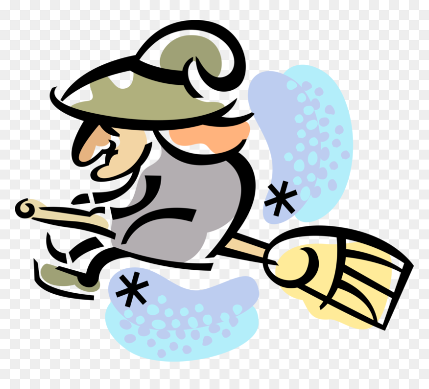 Vector Illustration Of Halloween Sorceress Witch Flying - Vector Graphics, HD Png Download - flying witch png