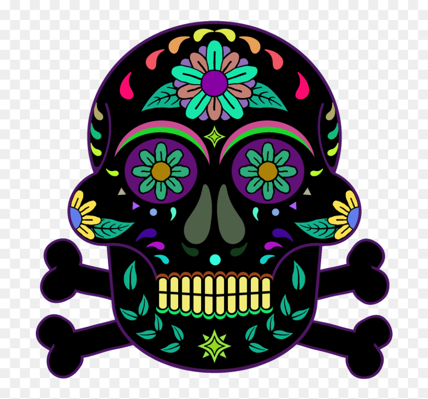 Day Of The Dead Skull Transparent, HD Png Download - dia de los muertos skull png