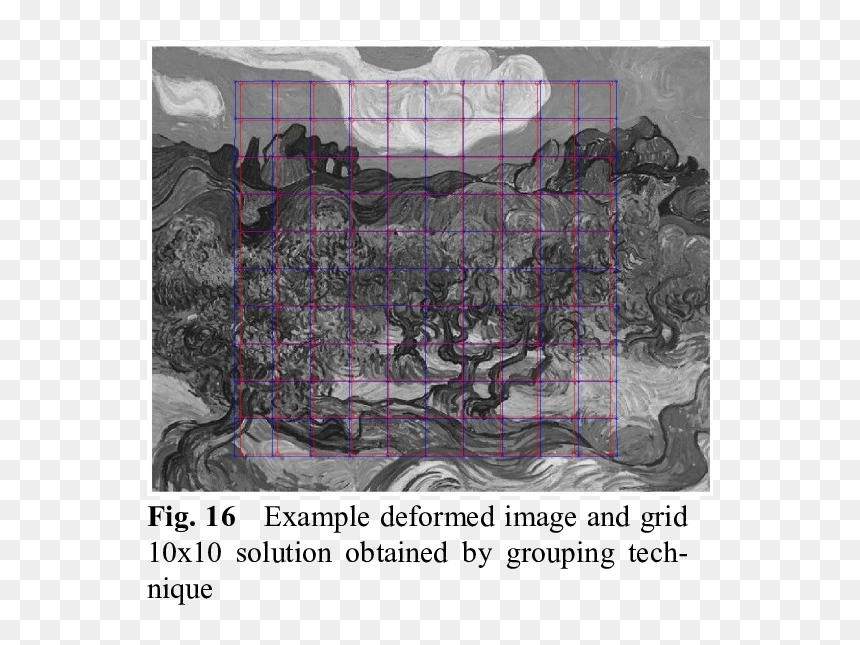 Example Large Deformed Image And Grid Solution Obtained - Van Gogh Olive Tree, HD Png Download - large grid png