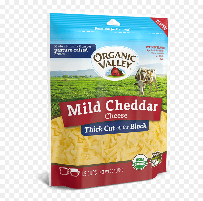 Organic Valley Shredded Mexican Cheese, HD Png Download - cheddar cheese png