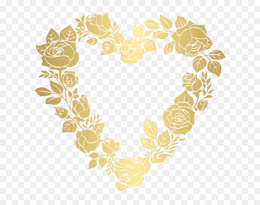 Golden Heart Frame Png, Transparent Png - hearts frame png