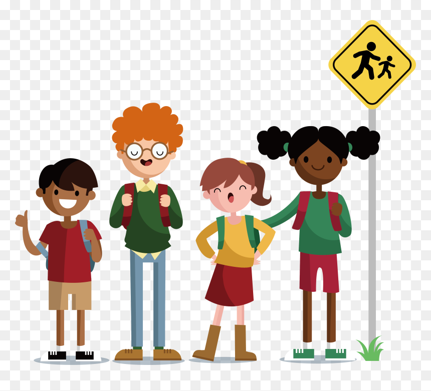 Waiting For A Bus Clipart, HD Png Download - school kids png
