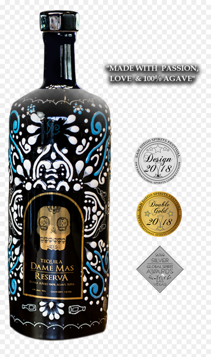 Dame Mas Extra Anejo - Tequila Dame Mas Reserva, HD Png Download - wine bottle outline png
