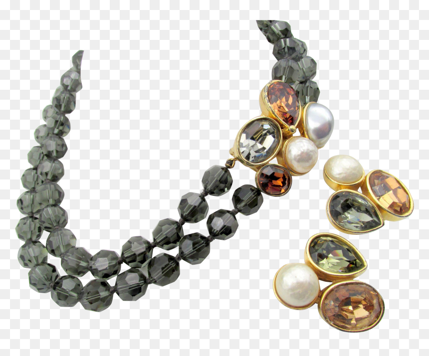 Vintage Ciner Smoky Crystal Beaded Necklace Chunky - Necklace, HD Png Download - smoky background png