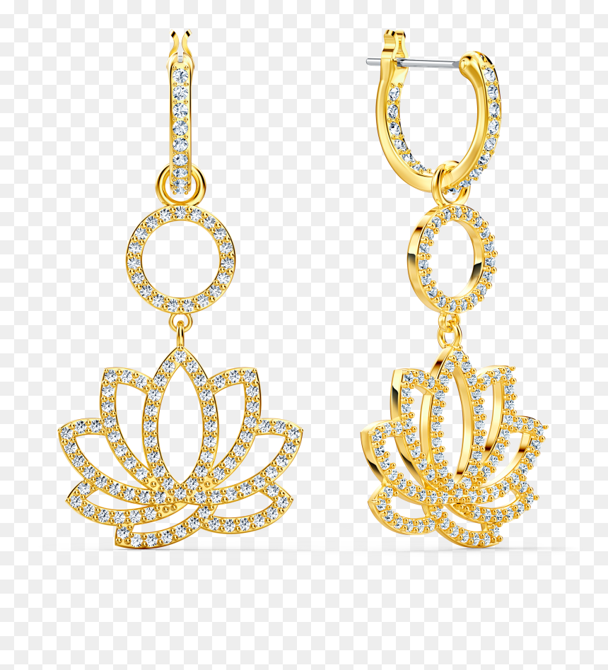 Swarovski Symbolic Lotus Pierced Earrings, Green, Gold-tone - Swarovski Symbolic Lotus Earrings, HD Png Download - gold tiara png
