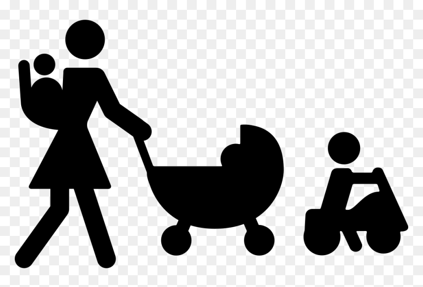 Mother Walking With Three Babies Comments - Mother With Babies Icon, HD Png Download - walking icon png