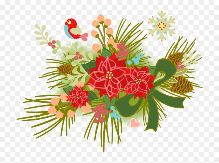 Free Floral Christmas Graphics - Caesalpinia, HD Png Download - christmas graphics png