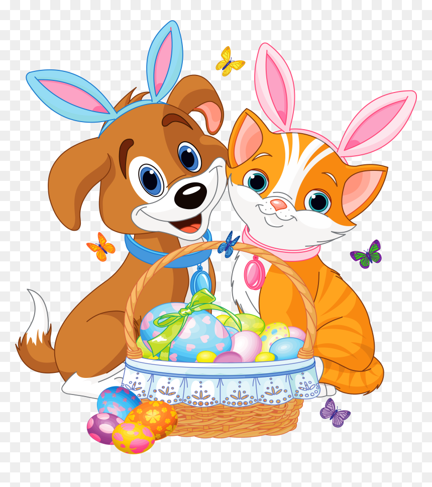 And Cute Pet With Dog Cat Kitten Clipart - Cat And Dog Clipart, HD Png Download - kitten clipart png