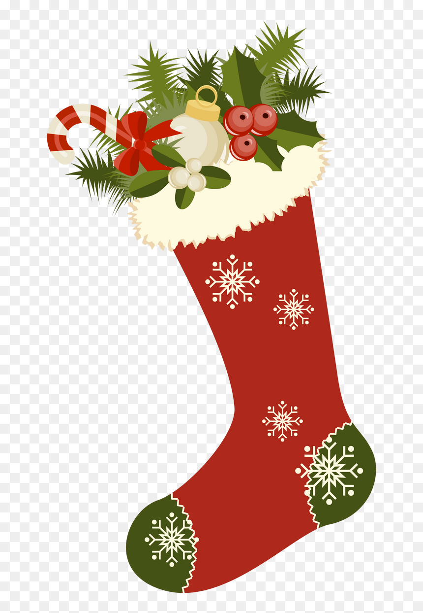 Red Retro Christmas Stocking Png Picture Clipart - Vintage Christmas Stocking Clipart, Transparent Png - christmas fireplace png