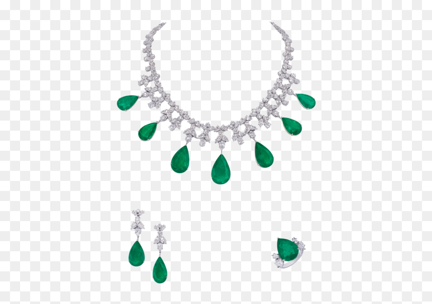 3024920 Set - Necklace, HD Png Download - green diamond png