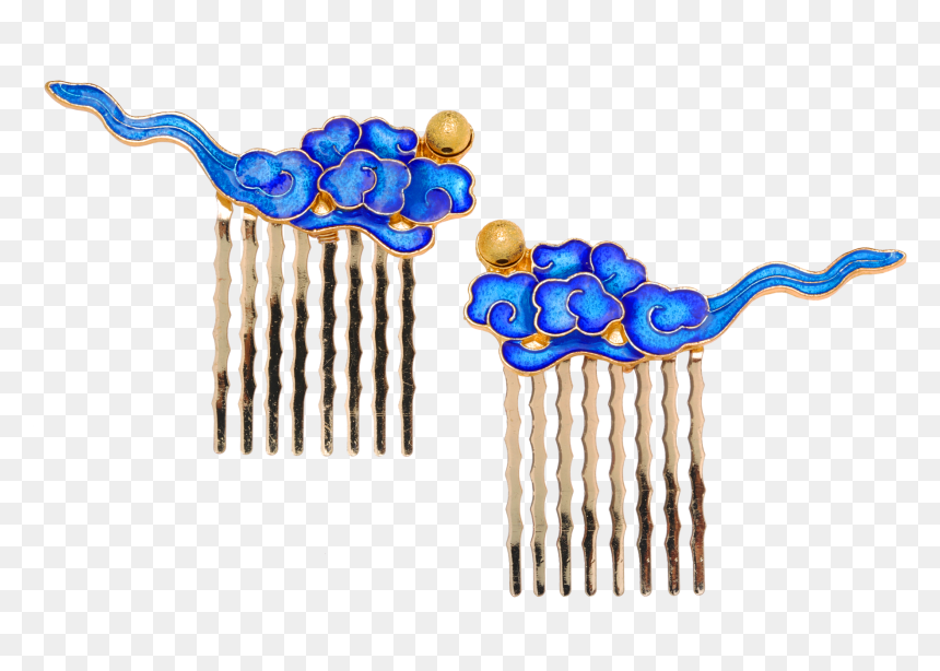 Enamel Auspicious Clouds Hair Comb - Hair Combs, HD Png Download - hair comb png