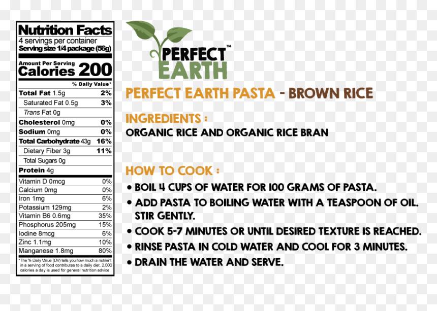 Perfect Earth Rice Pasta - Nutrition Facts, HD Png Download - earth texture png