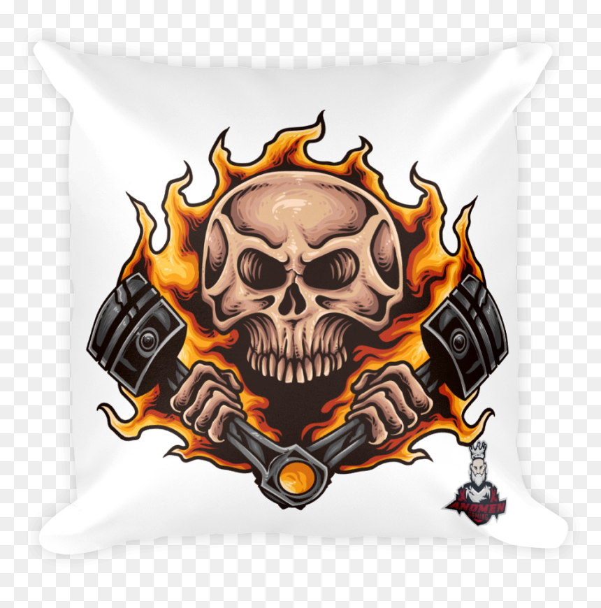 Piston Skull Pillow - Piston Flame Png, Transparent Png - fire skull png