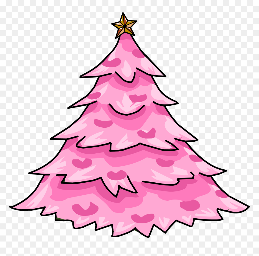 Club Penguin Rewritten Wiki - Christmas Tree, HD Png Download - pink tree png