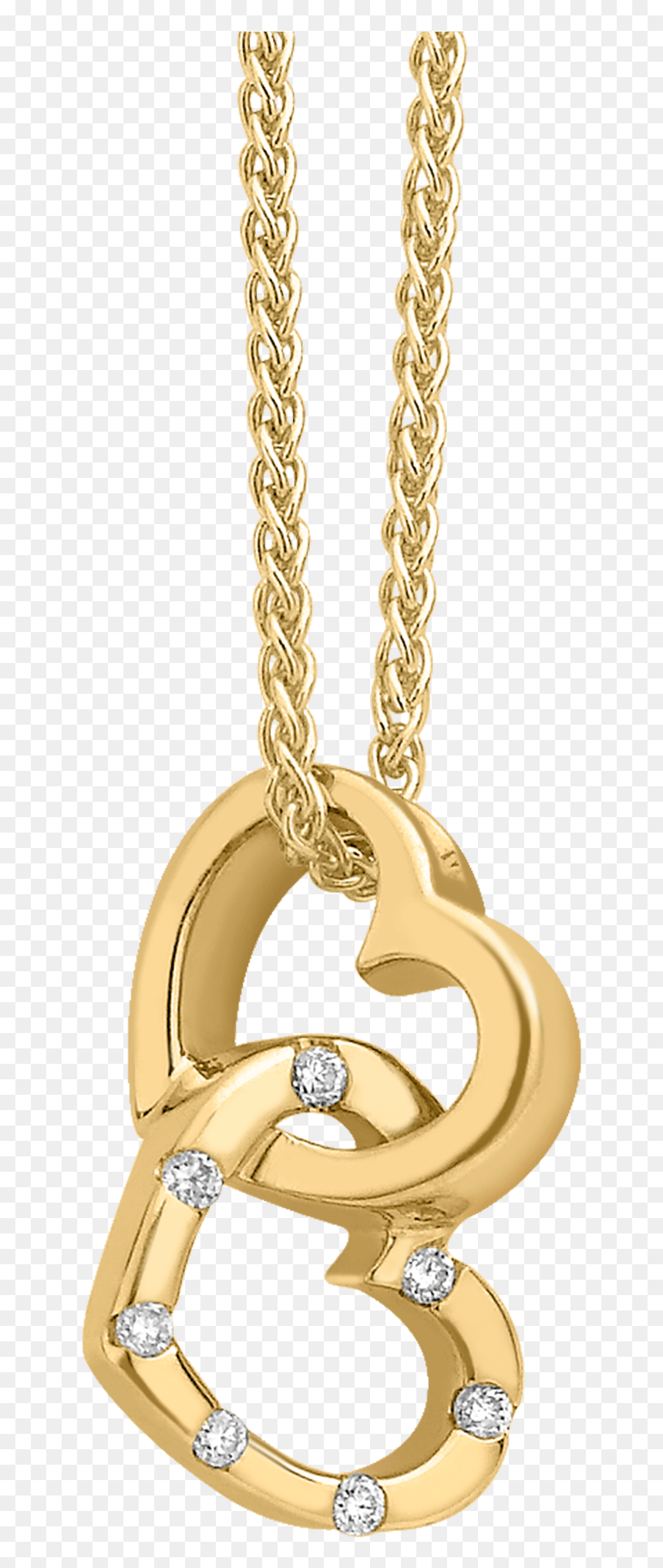 07ct Fancy Diamond Double Heart Pendant With Chain - Pendant, HD Png Download - fancy heart png