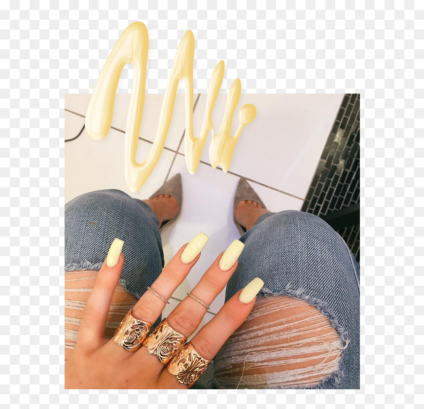 Kim Kardashian Yellow Nails, HD Png Download - tyga png