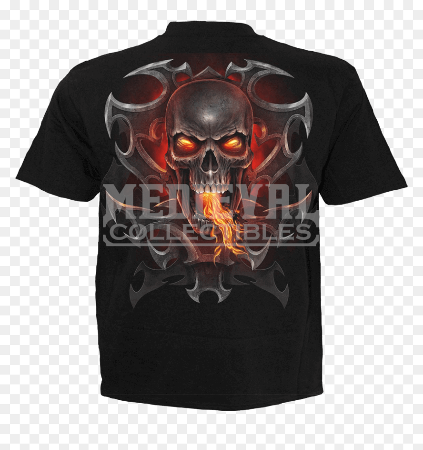 Skull Fire Dragon , Png Download - Black Tshirt With Fire Dragon, Transparent Png - fire skull png