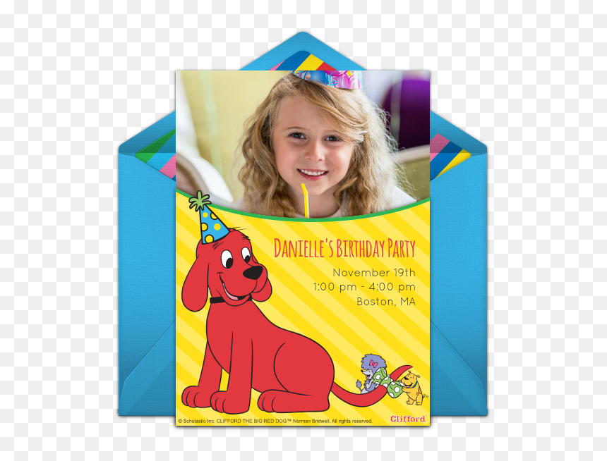 Clifford The Big Red Dog Birthday Party Invite, HD Png Download - clifford the big red dog png