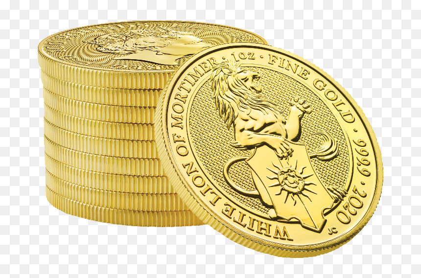 2020 Bullion Queen"s Beasts The White Lion Of Mortimer - Tanjung Simpang Mengayau, HD Png Download - coin stack png